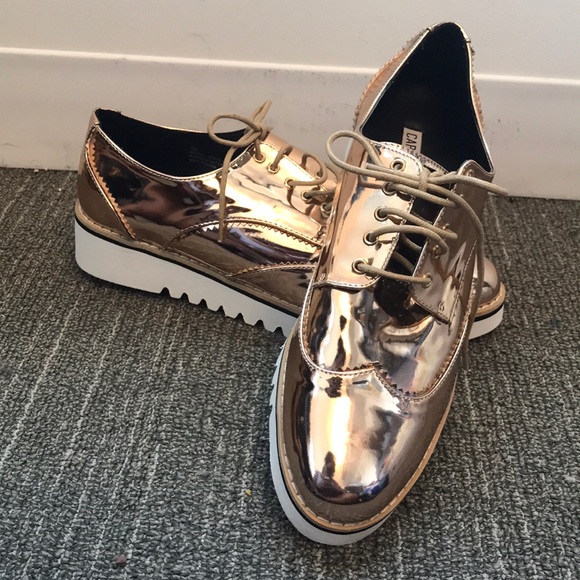 Cape Robbin Shoes - Rose Gold Platform Loafers